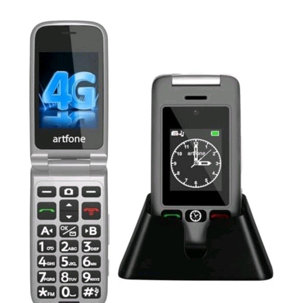 Artfone G6 Model Big Button Cell Phone for Seniors, 4G LTE Unlocked Gray